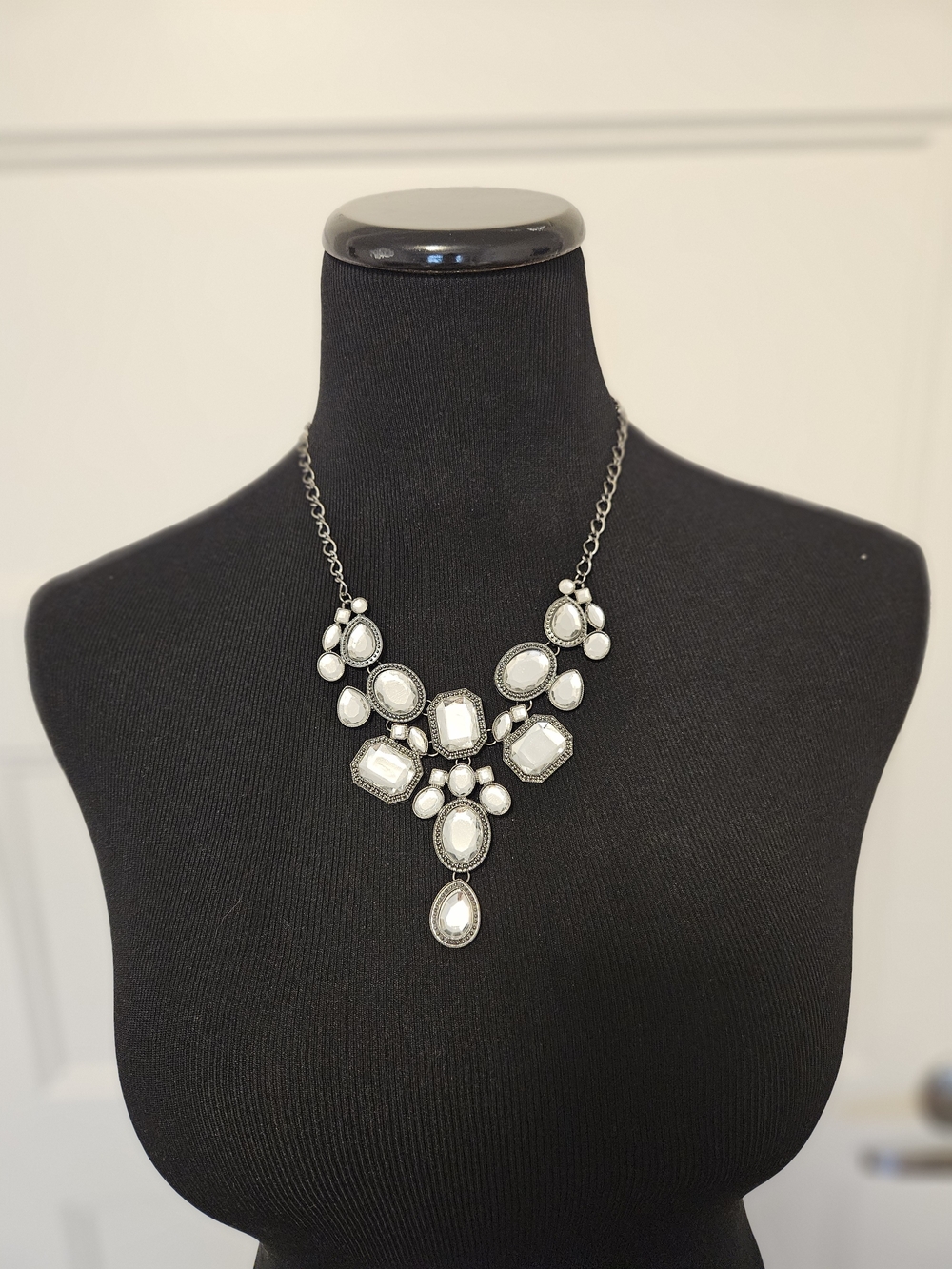 Classic Statement Necklace with White Stones